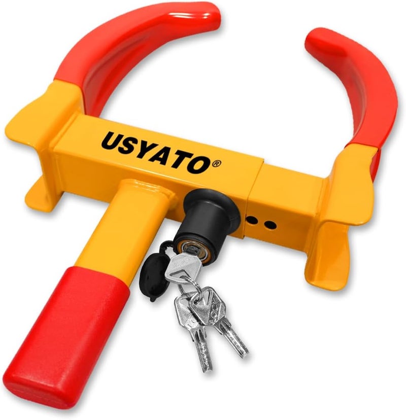 USYATO Universal Heavy-Duty Wheel Lock - Anti Theft Trailer Lock & Car Boot, Adjustable Security Tire 11.4" for Trailers, Cars, Golf Cart, ATV, SUV, RV, Boat, Camper, Motorcycle | Includes 3 Keys - Image 1